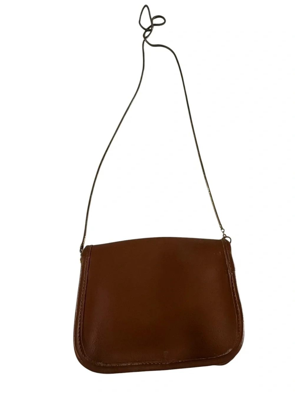 Kani Women's Brown leather turn lock mini Crossbody Bag chain strap
